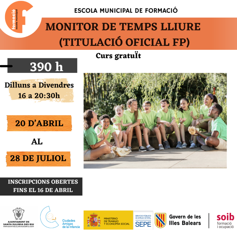 CURS MONITOR DE TEMPS LLIURE (TITULACIÓ OFICIAL FP)