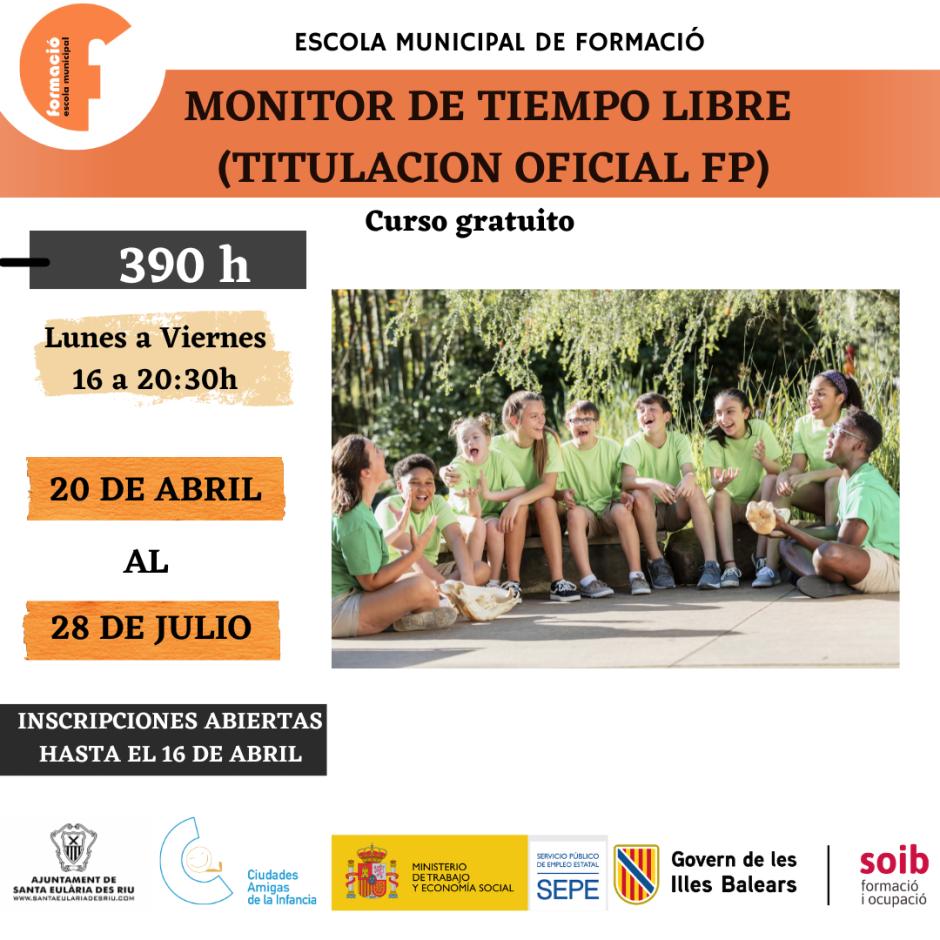 CURSO MONITOR DE TIEMPO LIBRE (TITULACIÓN OFICIAL FP)