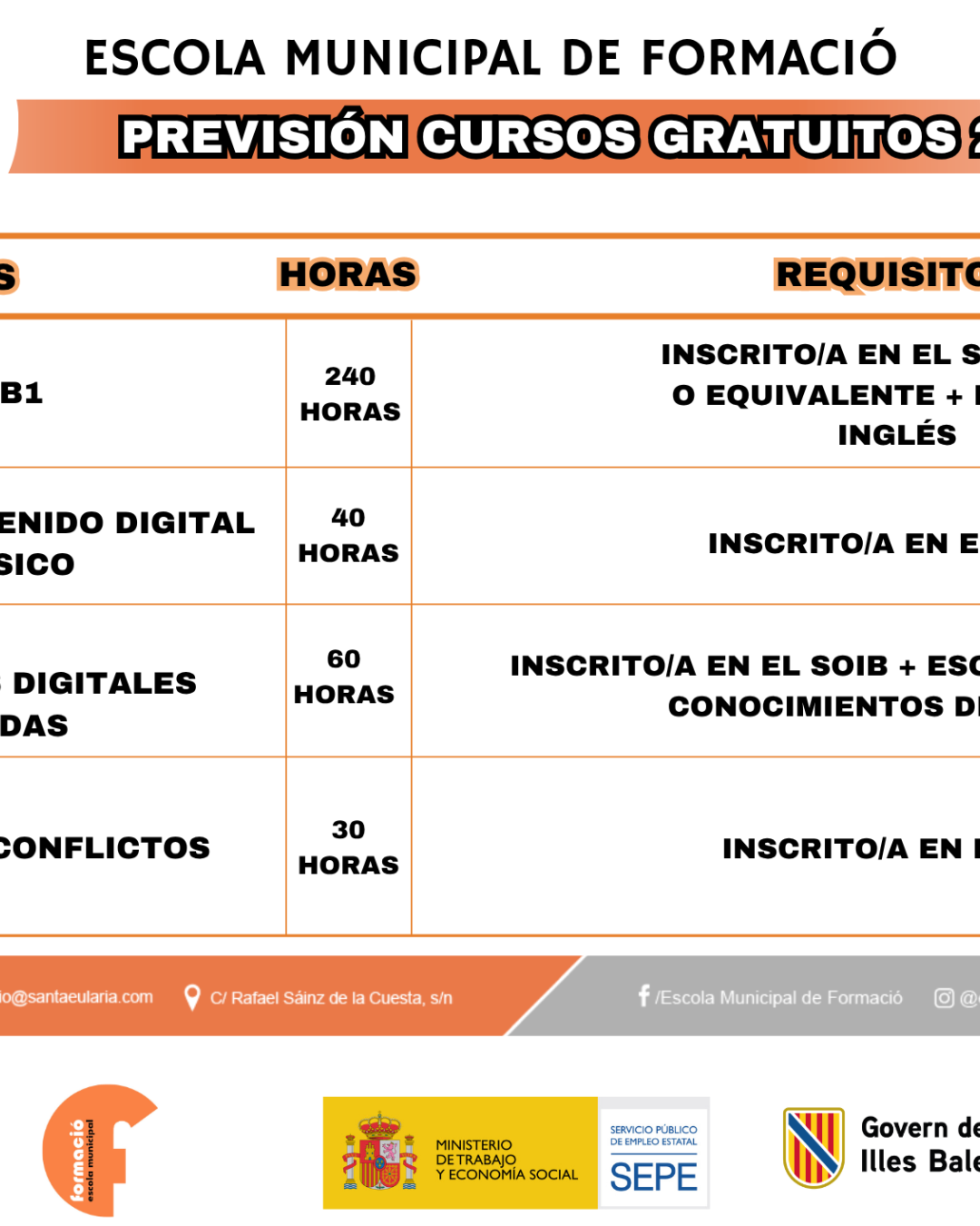 PREVISIÓN CURSOS GRATUITOS 2026 - 2027